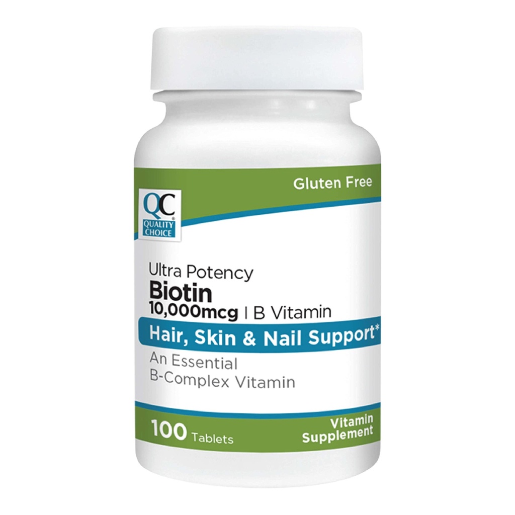 Biotine de choix de qualité 10 000 mcg + comprimés B 100 Count Ultra Potency Nail, peau et soutien capillaire