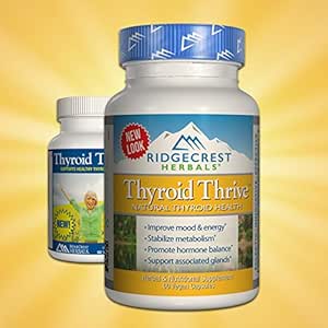 Ridgecrest Herbals ThyroNourish, Thyroïde, supplément à base de plantes et de vitamines avec Ashwagandha, L-Tyrosine, Iodine, Cuivre, Kelp. soutient l'énergie, la santé du métabolisme, le sommeil normal (60 capsules, 30 portions)