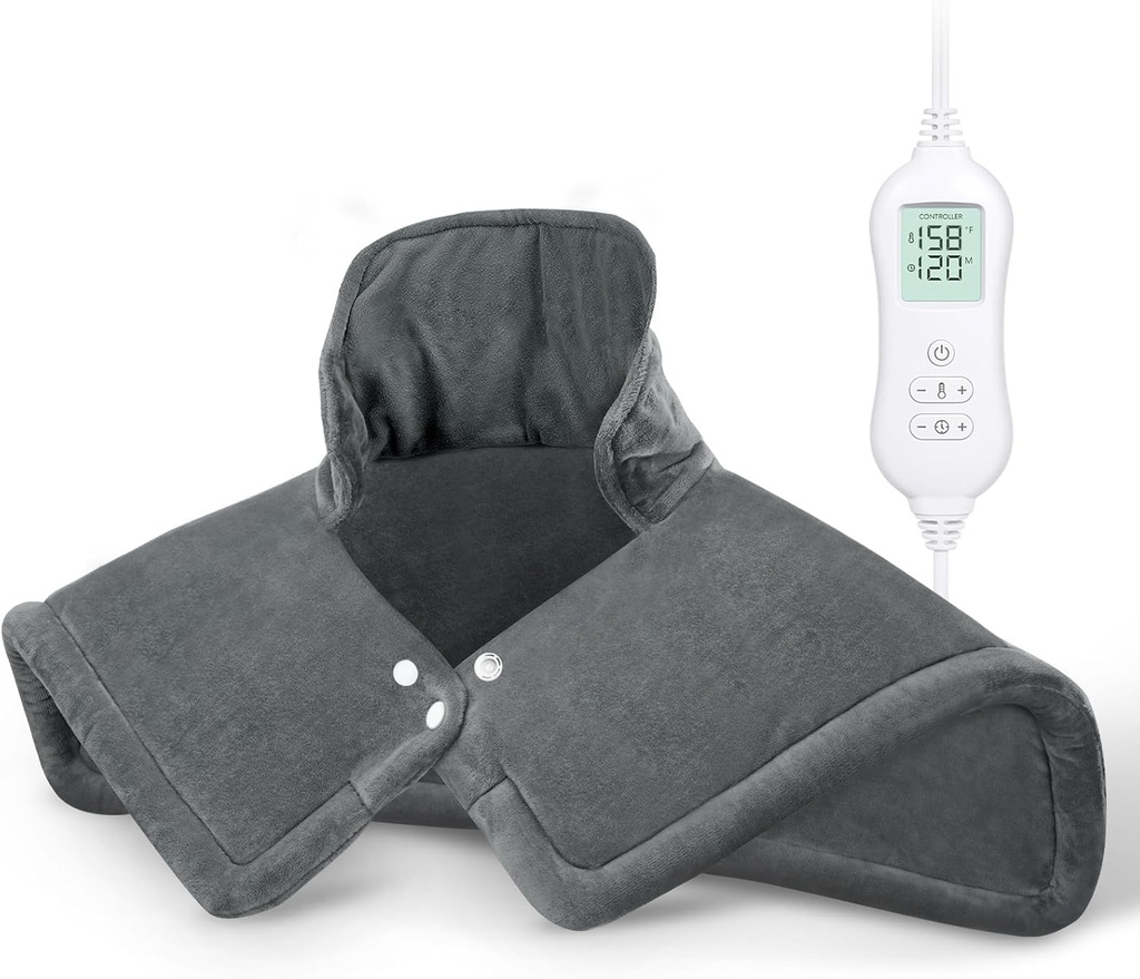 NOWWISH Heating Pad for Neck and Shoulders Pain Relief, 2lb Weighted Electric Neck Heating Pad with 10 Heat Levels and Auto Shut Off, Large Heated Wrap, Birthday Gifts for Women Men, 17"x23", Grey