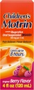 La médecine de la suspension buvable de Motrin pour enfants, 100 mg d'Ibuprofène, Réducteur de la fièvre juvénile et soulagement de la douleur pour les douleurs et les douleurs mineures dues au rhume et à la grippe, sans alcool, aromatisé au Berry, 4 fl. oz