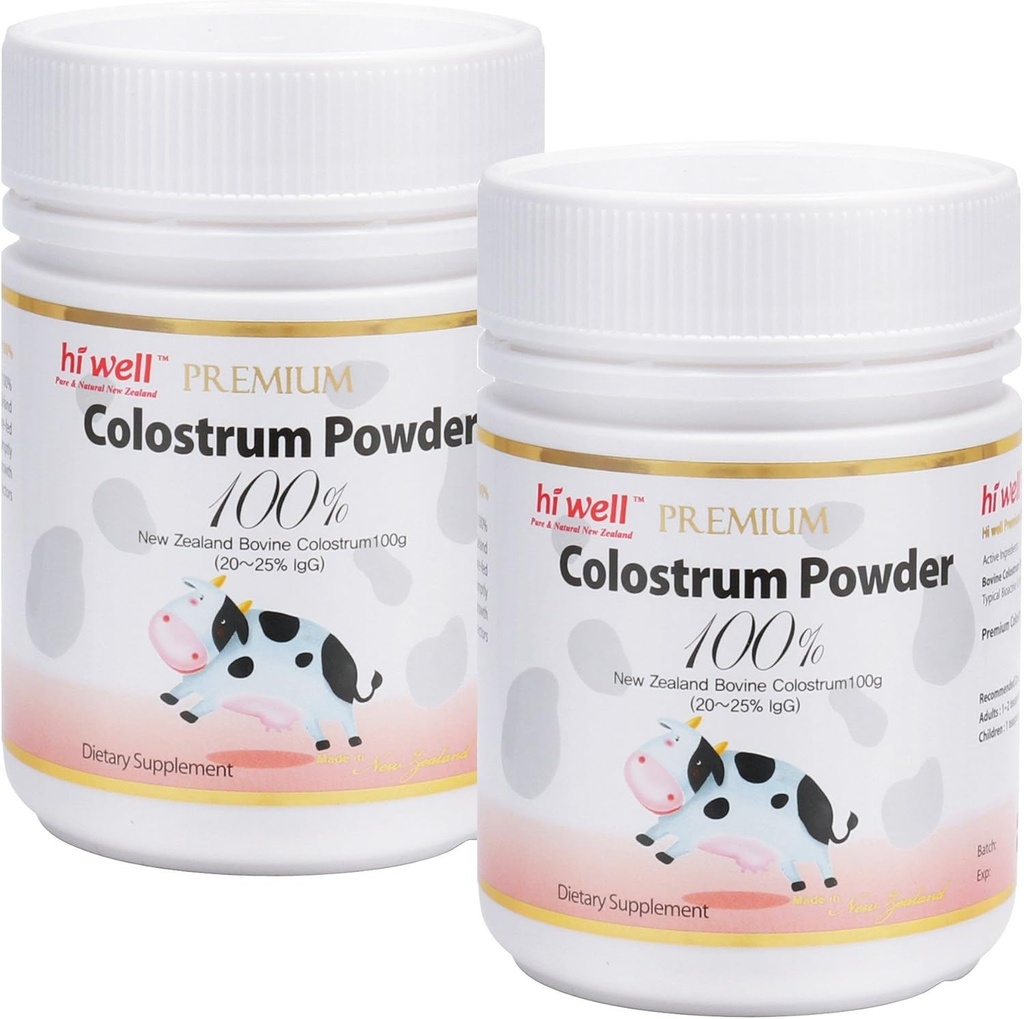 (Pack de 2) Hi Well Premium Pure Nouvelle-Zélande Bovine Poudre de colostrum à l'herbe 100% 100g