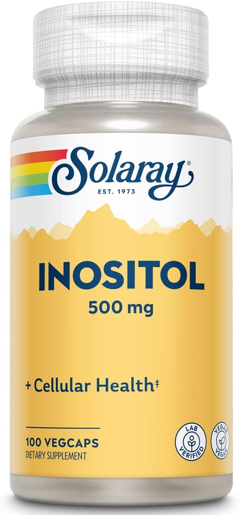 SOLARAY Inositol 500 mg Capsules peuvent aider à soutenir le cerveau sain, cardio-vasculaire, fonction du système nerveux et l'humeur
