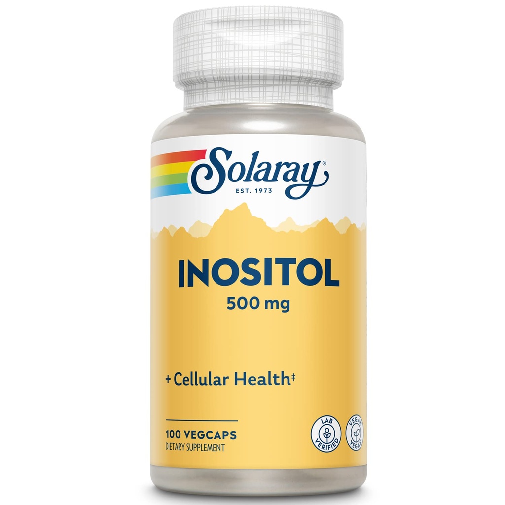 SOLARAY Inositol 500 mg Capsules peuvent aider à soutenir le cerveau sain, cardio-vasculaire, fonction du système nerveux et l'humeur