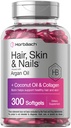 Horbäach Peau de cheveux et ongles Vitamines de 300 softgels avec biotine et collagène Infusé à l'huile d'argan et de noix de coco