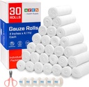 AZEN 30 bandes de rouleaux de gaze, 4 po x 4.1 Yards, fournitures médicales premium et fournitures de premiers soins, enveloppe de pansement, enveloppe de vetement, enveloppe de maman