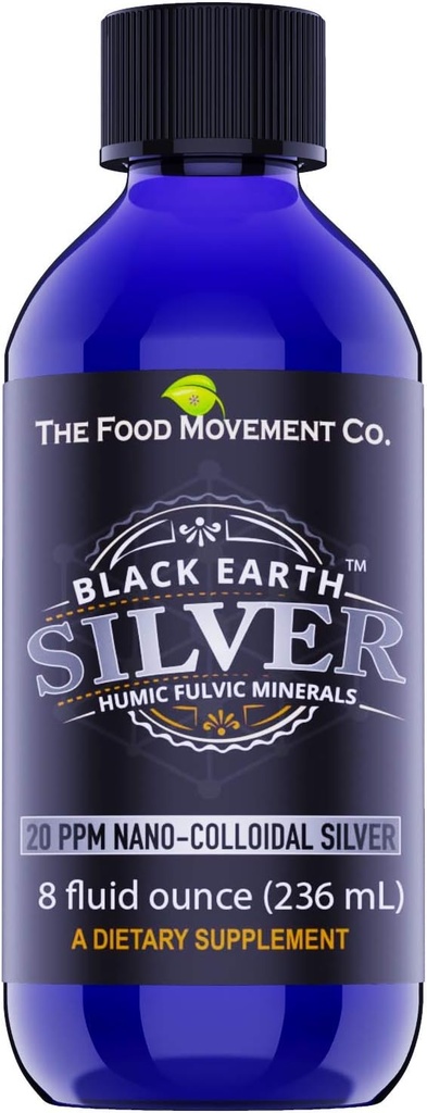 Le Mouvement alimentaire Argent de la Terre Noire avec les acides fulviques humiques, Trace Minerals pour le soutien immunitaire, Detox, Gut Health – Supplément de 8 fl oz gouttes liquides