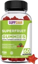Vitamines gommy vegan Superfruit. Gommies de superfruit avec/vitamine A C E Silice biologique. Superfruit pour Collagen Formation, Beauté et Glow. A base végétale, sans OGM, sans gluten, sans gélatine. 60 CT