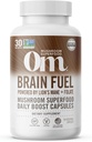 OM MUSHROOM SUPERFOOD Cerveau Fuel Mushroom Poudre Capsules Superfood Supplément, 90 Comte, 30 Jours, Lion's Mane, Reishi Blend Plus Folate, Clarté mentale, Supplément Mushroom