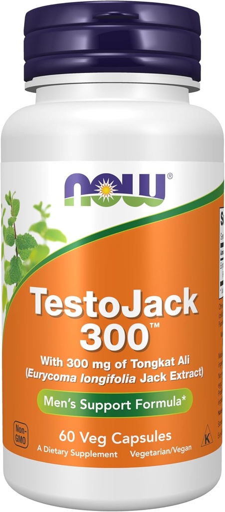 NOW Foods Supplements, TestoJack 300™ with 300 mg of Tonkat Ali (Eurycoma longifolia Jack Extract), 60 Veg Capsules