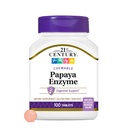 21st Century Papaya Enzyme Chewable (100 Comte), Papaya & Ananas Enzymes digestifs pour la santé Gut, Arôme Tropical, Non-OGM, Sans gluten, Pas de sel ajouté, Arômes artificiels