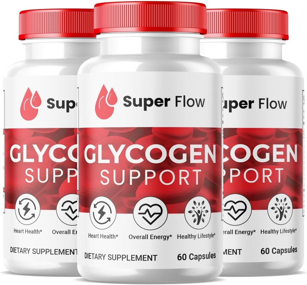(3 Pack) Glycogène Super Flow, Capsules de support de Glycogène SuperFlow, Formule d'optimisation de Glyco, Nettoyeur de vaisseaux sanguins naturels, Support de Glycogène SuperFlow Premium (180 Capsules)