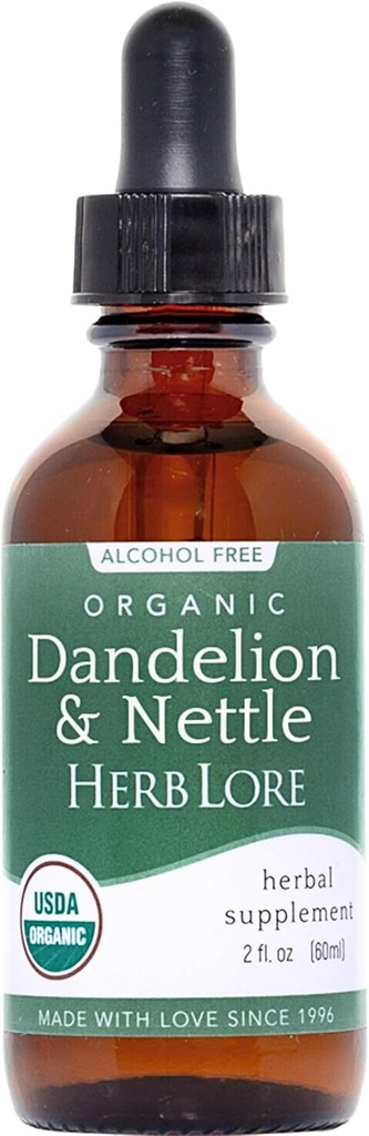 Teinture de dandelion et de nervure biologique de l'herbure - Feuille de dandelion liquide et gouttes d'extrait de nervure (2 fl oz)