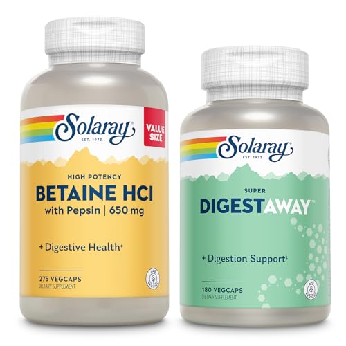 SOLARAY Betaine HCl avec Pepsin et Super Digestaway - Trousse de santé digestive