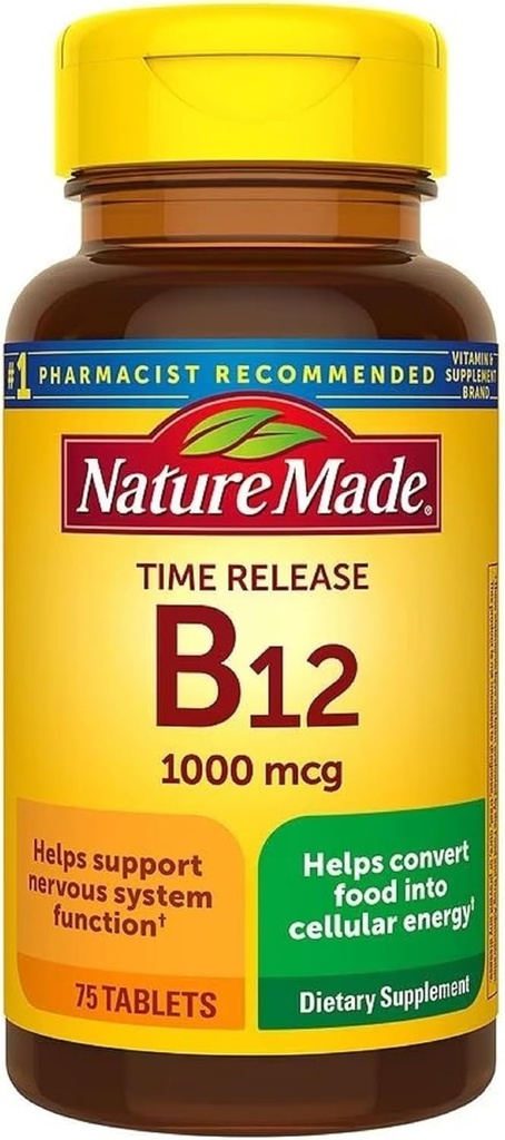 Nature Made Vitamin B12 1000 mcg, Dietary Supplement for Energy Metabolism Support, Time Release, 75 Tabletss,..