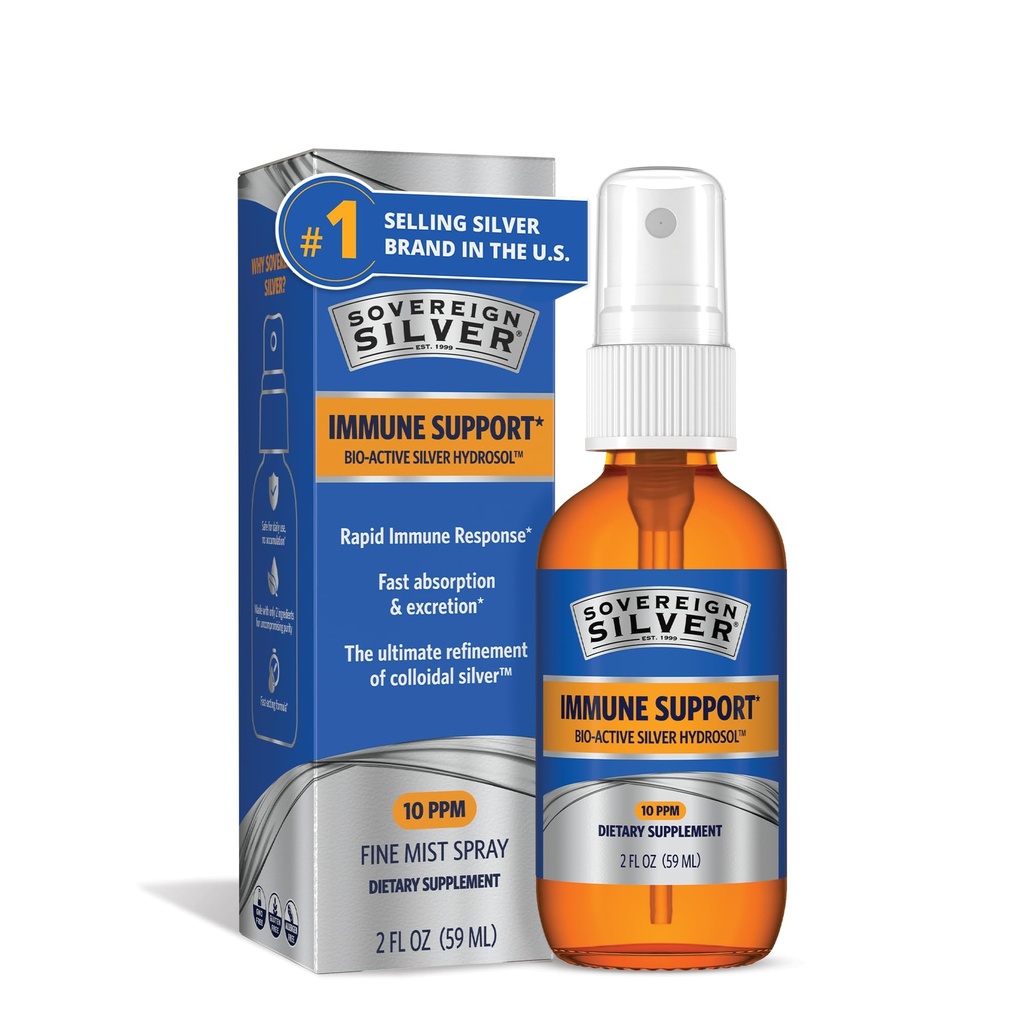 Sovereign Silver Immune Support, Colloidal Silver, Fine Mist Spray, 2 fl oz