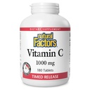 Facteurs naturels Vitamine C 1000 mg Libération dans le temps, soutien antioxydant pour la santé immunitaire et osseuse, 180 comprimés