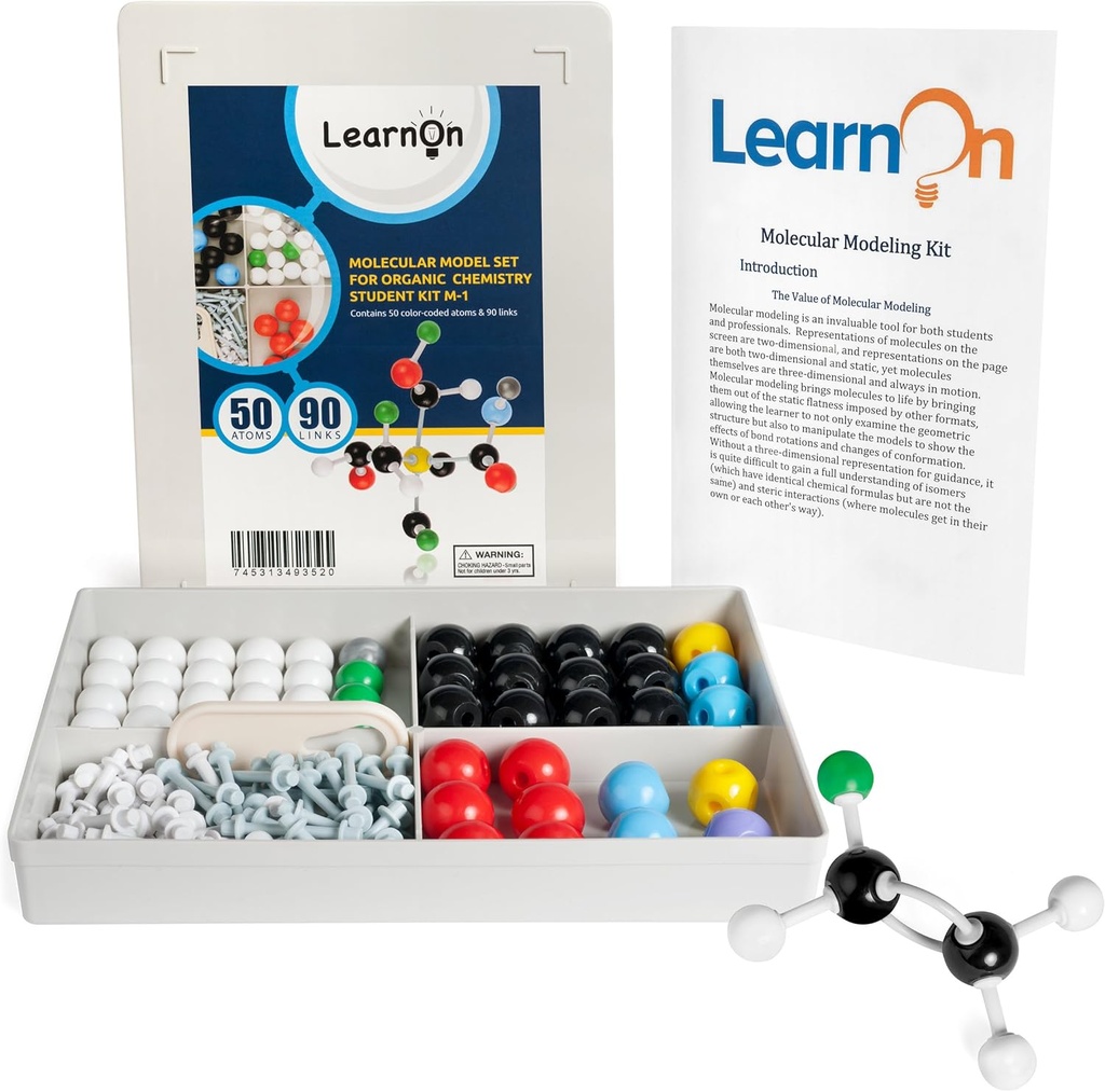 Organic Chemistry Molecular Model Kit Set for Ochem Students with User Guide - 140 Pieces
