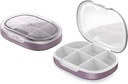 Organisateur de pilules, Pill Box 2 Pack, Petite Pill Case pour Purse & Pocket, Daily Medicine Pill Box, Fish Oil Box, Supplément Box 2 Pcs (Six-Compartment) (Russet)