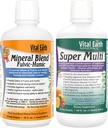 Détox vital des minéraux de la Terre & Wellness Support – Fulvic Humic Mineral Mix avec 70+ Trace Minerals + Super Multi, Multivitamines liquides, support MTHFR, 32 Oz Ea