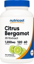 Nutricost Citrus Bergamot Capsules 1 200mg, 120 Capsules - 25:1 Extrait de Bergamot - 60 portions, sans gluten, végétalien et non-OGM