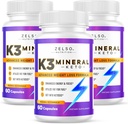ZELSO (3 pack) K3 Mineral Weight Loss Pills for Women and Men, K3 Mineral Pills - K3 Sel Mineral, Vitamine + K3 Capsules Supplément pour la perte de poids Keto - 3 mois d'approvisionnement