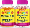Eh bien oui Vitamine C Kids + Magnésium Citrate Kids, Gommies Bundle - Grande dégustation, supplément de vitamine, sans gluten, sans OGM, Gummy à croquer