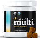Multibénéfice Embark Dog – All-in-1, Suppléments pour chiens – Glucosamine, Chondroïtine, Soutien articulaire – Peau, Manteau, Cerveau et Santé Immune – Formulés par les vétustes et tout-naturels – 90 Mâches molles