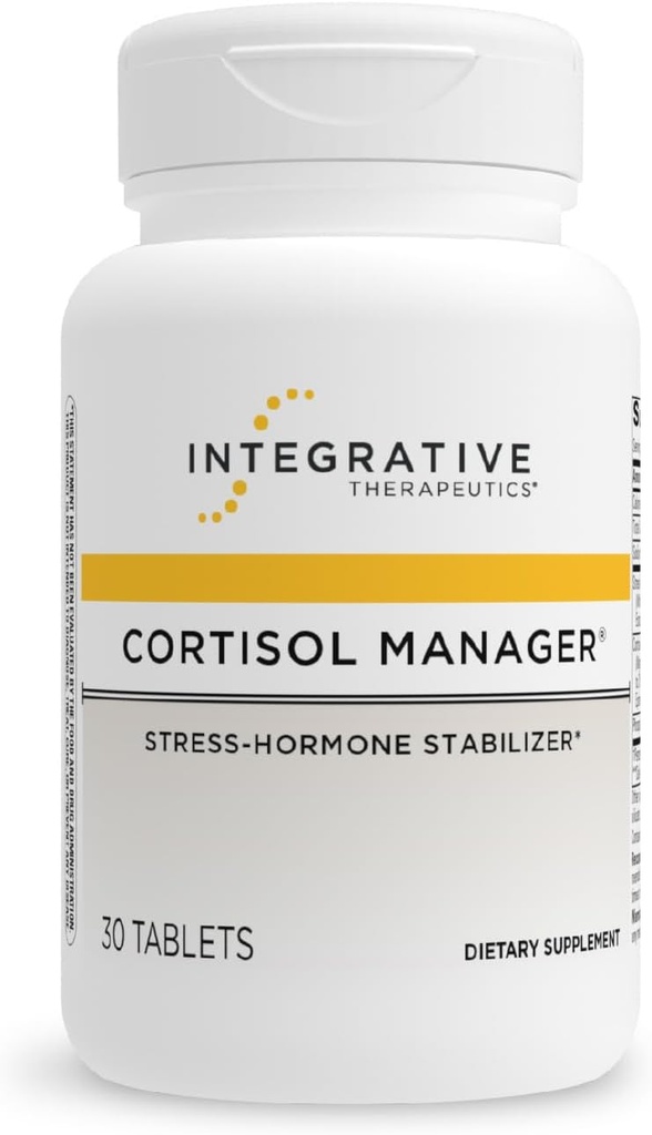 Thérapeutique intégrative Cortisol Gestionnaire - Supplément de soutien à la santé pour une réponse au stress sain* - Vegan, sans lait et sans gluten - 30 comprimés (15 portions)