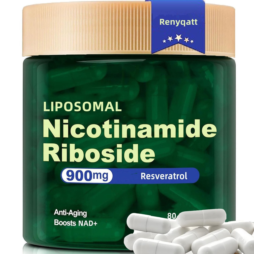 Renyqatt NAD+ Supplement - Liposomal Nicotinamide Riboside - Supplement for Anti-Aging, Energy, Focus - 80 Capsules（1B）