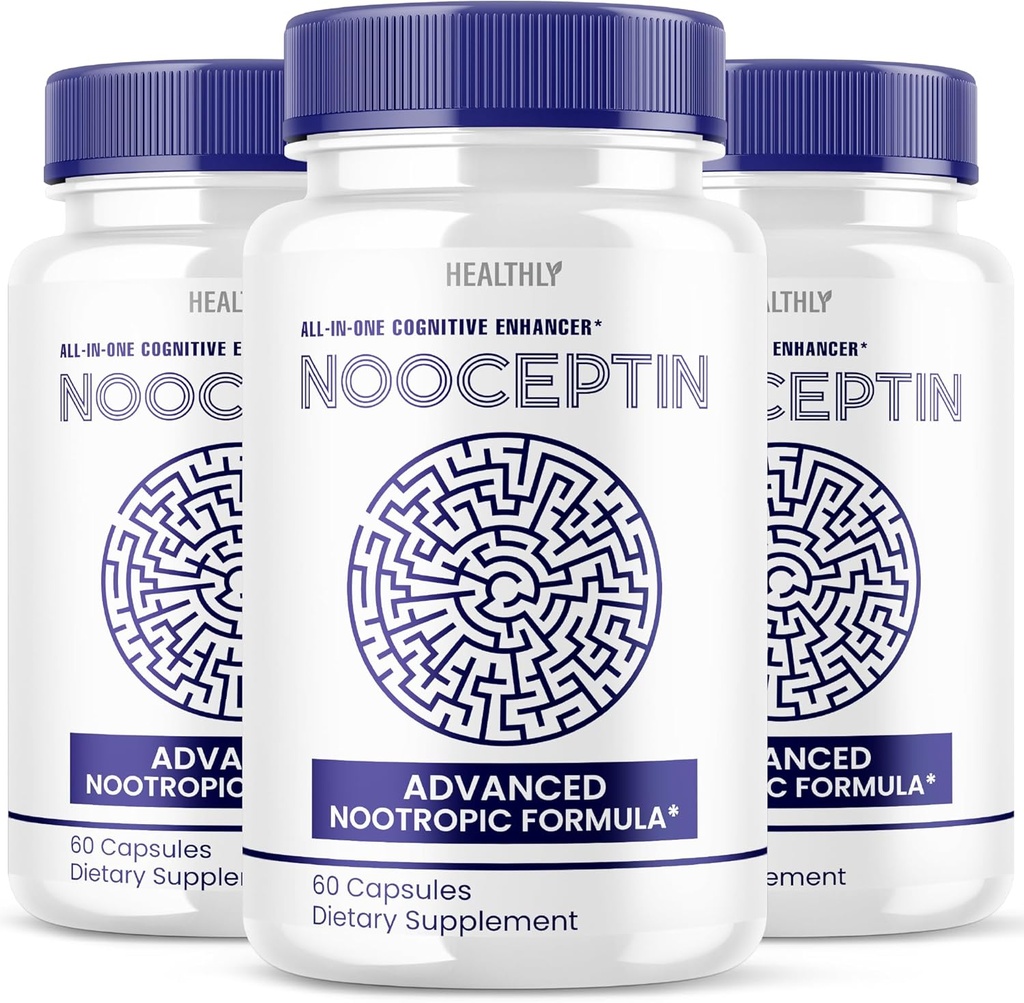 (3 Pack) Supplément Cerveau Nooceptin - Formule Officielle - Supplément Nooceptin Formule Avancée Nootropic pour Enfants et Adultes - Mémoire Extra Force, Support Cognitif Poudre Cerveau (180 Capsules)
