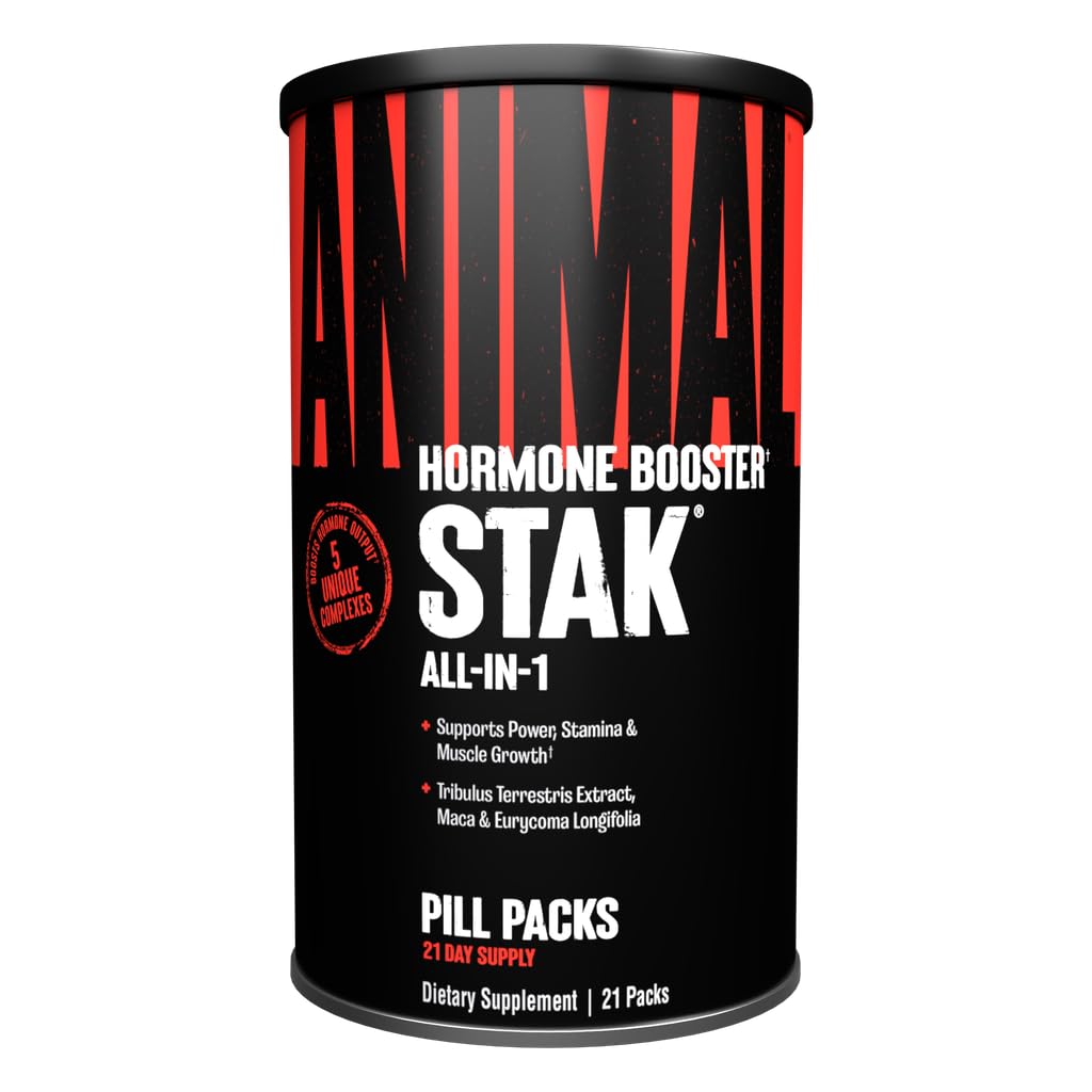 Animal Stak – Supplément d'Hormone naturel complet avec Tribulus – Booster de testostérone naturel pour les athlètes – Contient des bloqueurs d'estrogène – 1 mois cycle