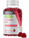 Viteey Vitamine B12 Gummies pour adultes et adolescents 1000mcg, sans sucre - Bon pour l'énergie, le métabolisme, le soutien de l'énergie naturelle - végétalien, sans gélatine, sans gluten, sans OGM - aromatisé aux fraises à croquer