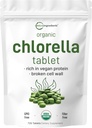 Comprimés de Chlorella biologique, 500mg par comprimé, 720 onglets (360 Grams), 4 mois d'approvisionnement, Mur de cellules brisées, riche en protéines et vitamines véganes, sans remplissage, sans additifs et non-OGM