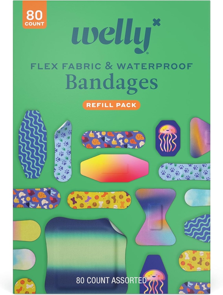 Pack familial Welly Bandage : Tissu souple adhésif et bandes imperméables.