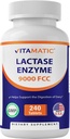 Enzyme de la lactase vitamatique 9000 FCC 240 Comprimés - Caplets anti-intolérance en lactose