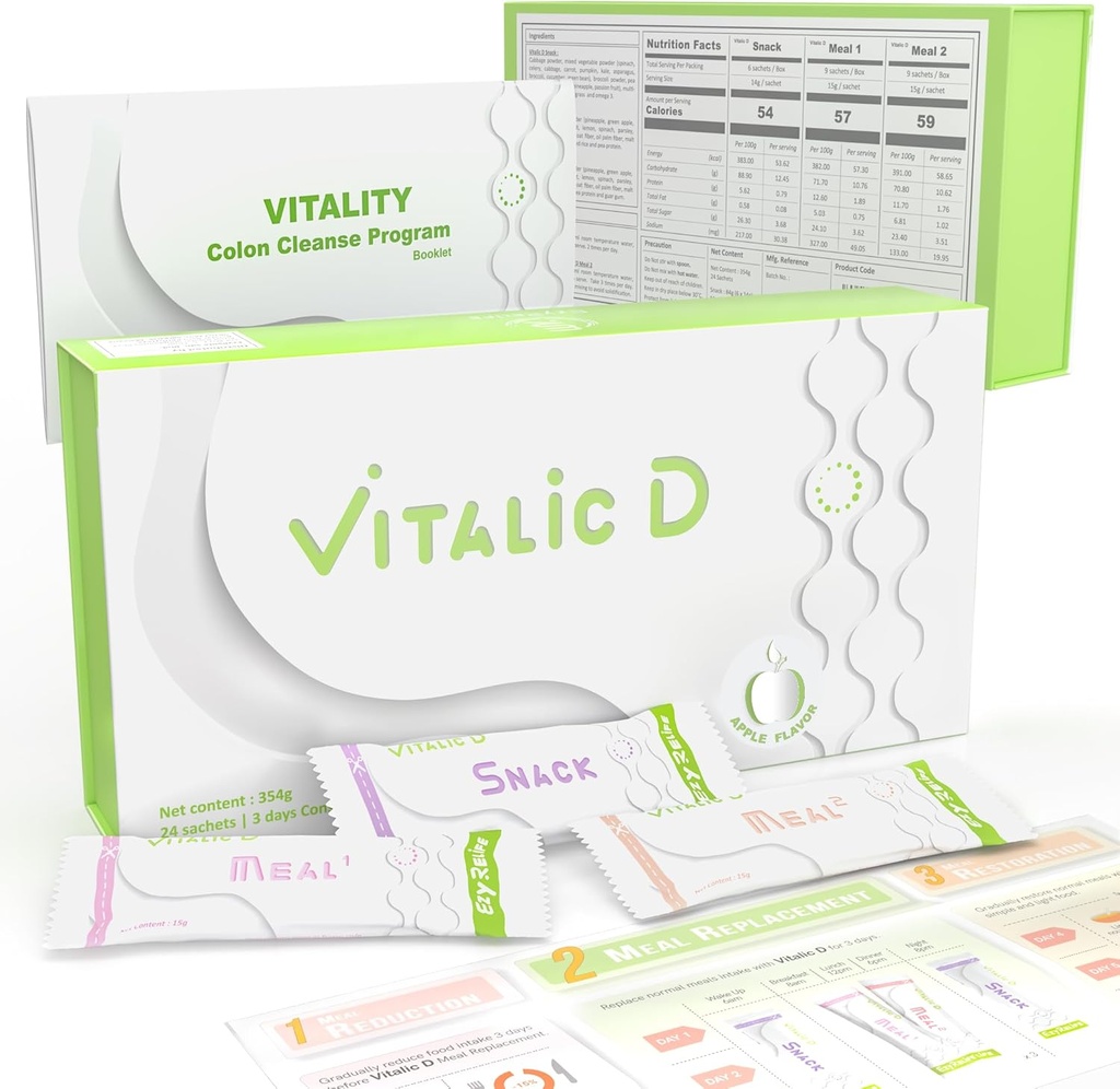 Vitalic D, programme de nettoyage de 3 jours et soutien à la santé Gut.