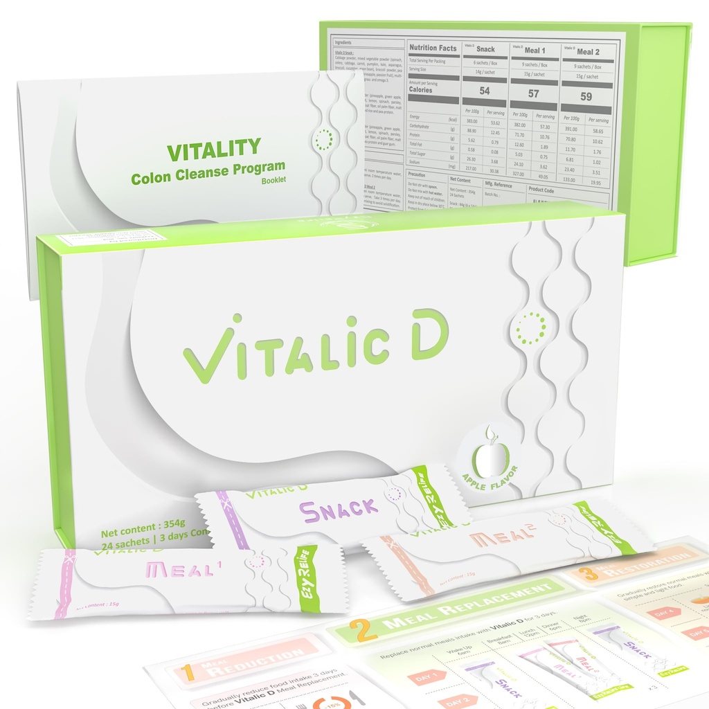 Vitalic D, programme de nettoyage de 3 jours et soutien à la santé Gut.