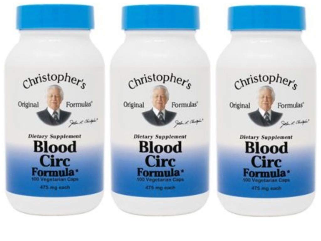 Formules originales de Christopher Capsules de formule circulaire de sang, supplément à base de plantes pour le bien-être cardiovasculaire et circulatoire, 100 capsules - Boîte de 3