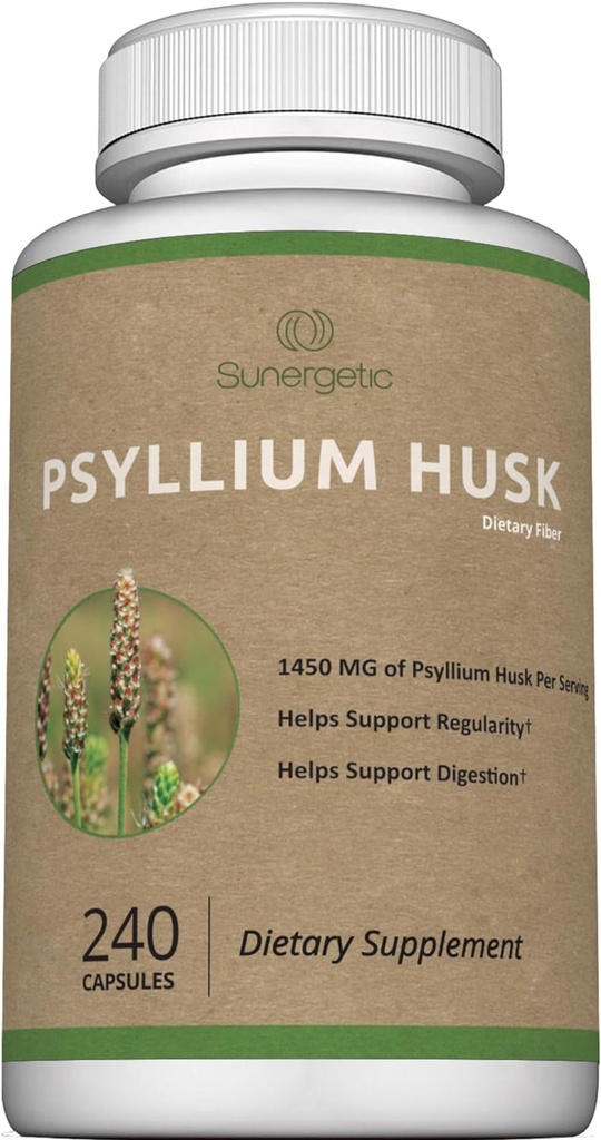 Supplément de fibre de musc de Psyllium Premium 1450mg, 240 Capsules