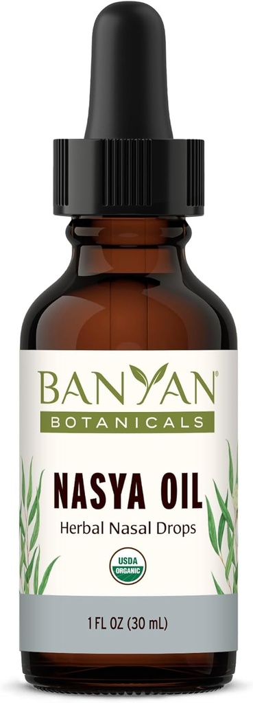 Huile de nasya de Banyan Botanicals – gouttes de nasal à base de plantes biologiques pour la respiration claire – Nettoyant nasal ayurvédique et hydratant du nez* – Une once de fluide – certifié biologique, non OGM, sans produit chimique