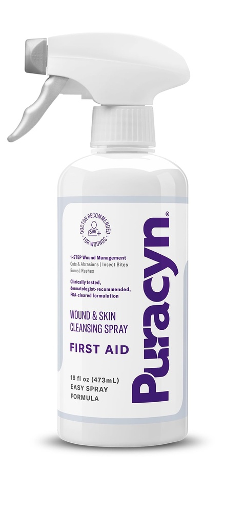 Puracyn Premier secours Blessure et réparation de la peau - Vaporisateur de soins de la plaie pour les coupures, les éraflures, les petites plaies, les brûlures mineures et autres irritations cutanées. 16 onces