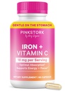Supplément de fer prénatal pour les femmes - 18 mg de fer et vitamine C non constipant pour la grossesse, la post-partum et l'allaitement - Focus, Fatigue et production de cellules sanguines - 2 mois d'approvisionnement