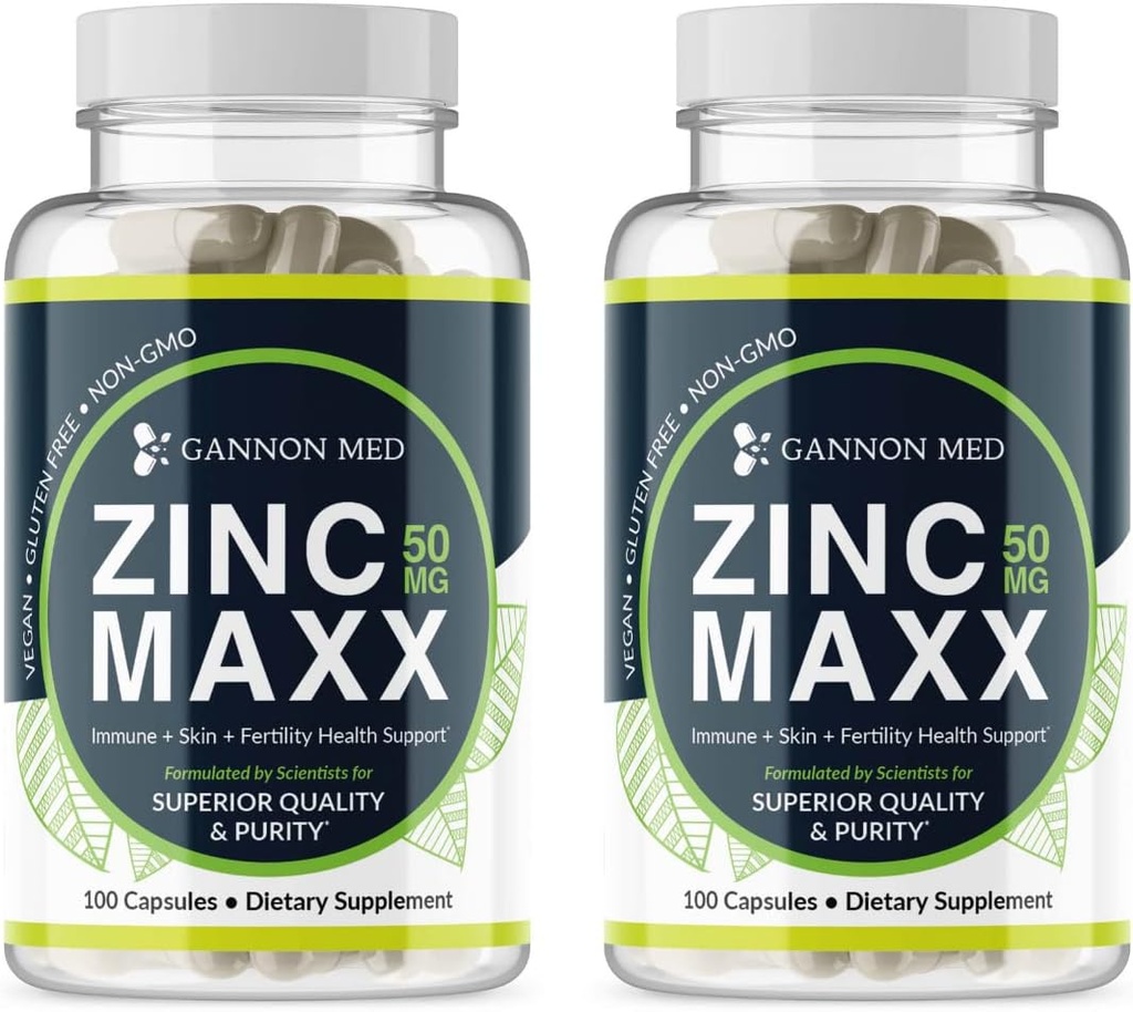 Suppléments de zinc - Immunité + Peau + Minéraux de santé reproductive - Zinc Chelate Immune Booster pour enfants et adultes (2 Pack, Zinc MAXX)