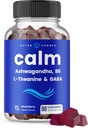 NutraChamps Calme Gummies, Supplément Gommies Stress avec Ashwagandha, L-Theanine, GABA, Vitamine B6 & Lemon Baume, Supports Mood, Focus & Stress Relief, Berry naturel, 90 Gummies