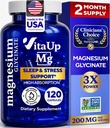Glycinate de magnésium 200mg - Supplément de magnésium fabriqué aux États-Unis pour le sommeil, le coeur, les os, le métabolisme - haute absorption Capsules de bisglycinate de magnésium - 120 Capsules chélatées de végétalien