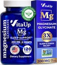 Magnesium Glycinate 200mg - USA Made Magnesium Supplement for Sleep, Heart, Bones, Metabolism Support - High Absorption Magnesium Bisglycinate Capsules - 120 Vegan Chelated Capsules