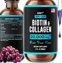 HERBIFY Collagène et Biotine gouttes liquides - Supplément d'absorption plus rapide pour la croissance des cheveux et les ongles plus forts - Peau de cheveux et les ongles vitamines pour les femmes et les hommes - Supplément B7 - Fabriqué aux États-Unis