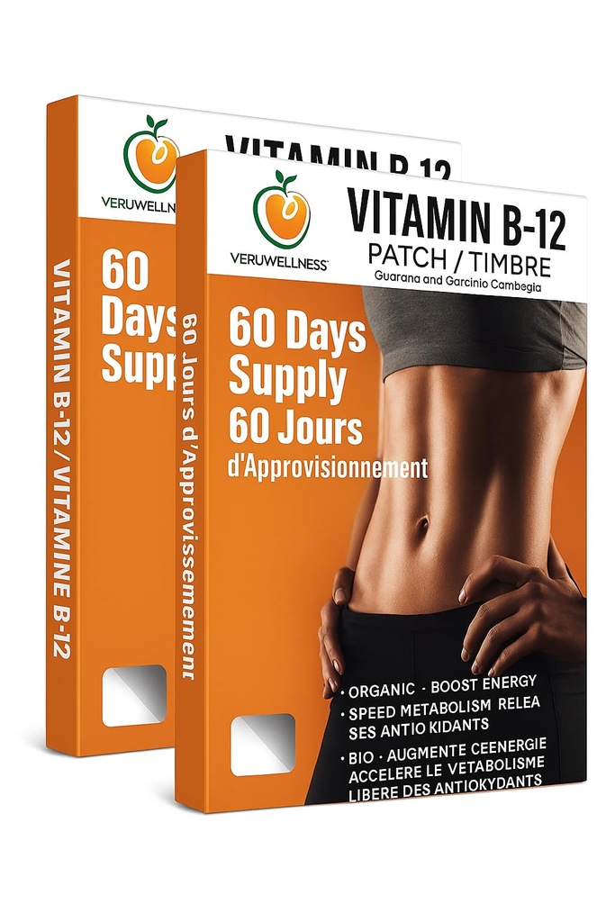 Veru Wellness B12 Patch - Boost énergétique (2-Pack) – 120 jours B12 Patch - Pas de caféine