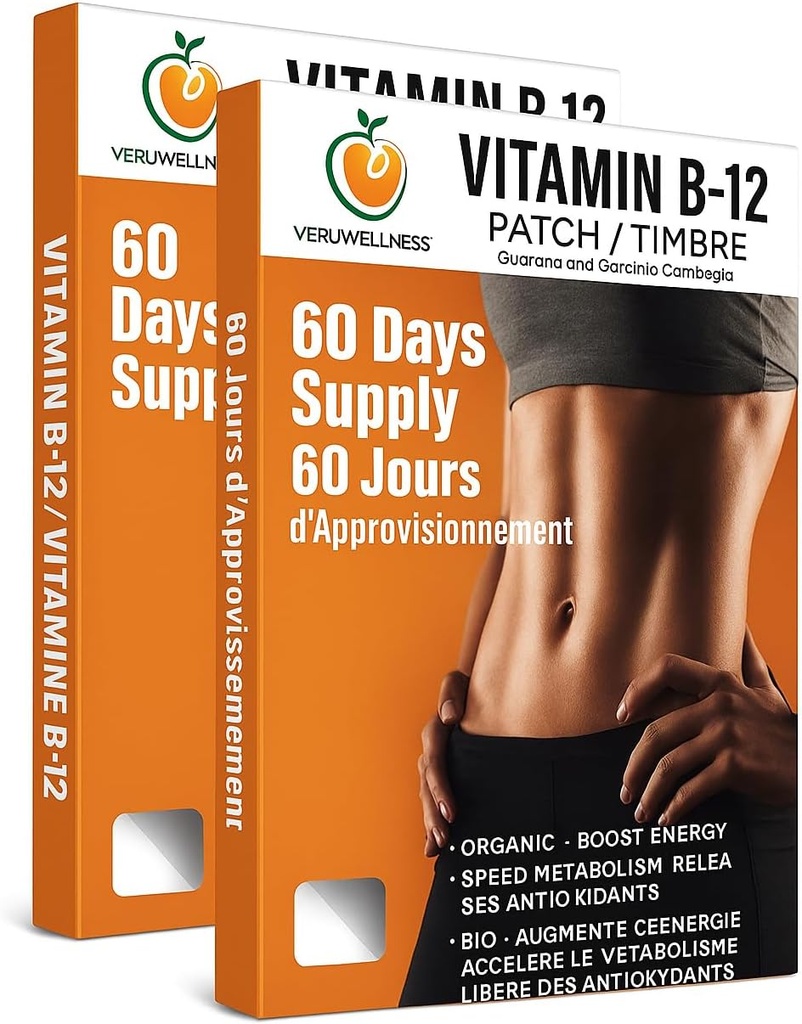 Veru Wellness B12 Patch - Boost énergétique (2-Pack) – 120 jours B12 Patch - Pas de caféine