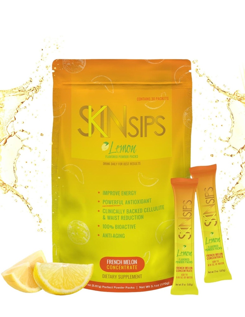 Skin Health & Energy Boost Drink Mix- sans sucre, SOD B (TM), Antioxydants du concentré Melon français, sur les paquets de bâton de go, citron, 30 Pack